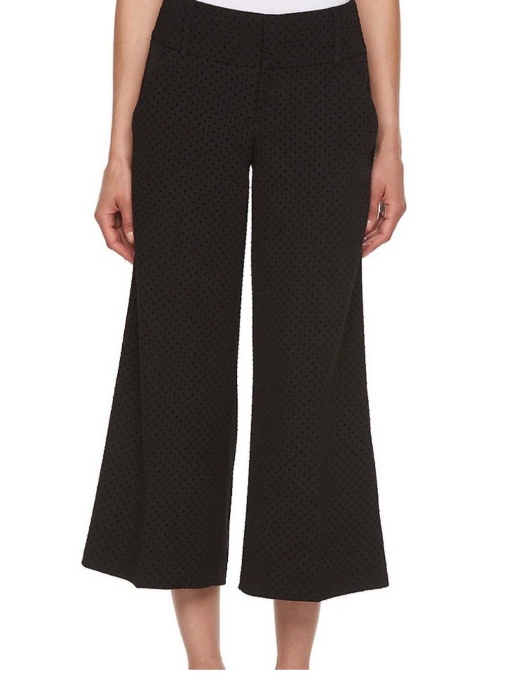 Black Dot Wide-Leg Cropped Pants